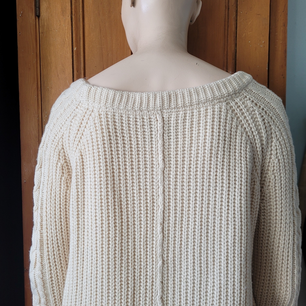 Brochu Walker Wool Cashmere Mixed Knit Cream Sweater Medium - Picture 5 of 11